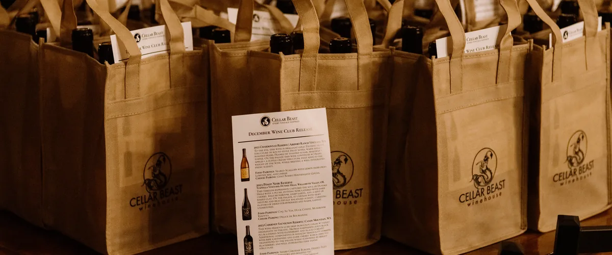 Cellar Beast Wine Club quarterly release bags ready for members